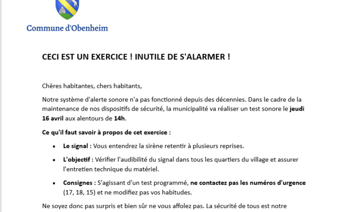 TEST Sièrne d'alerte sonore